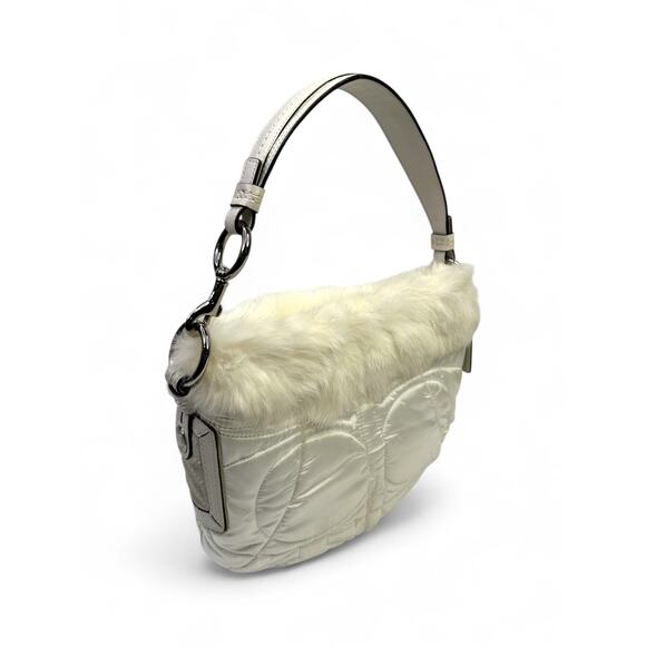 Coach Vintage Y2K Rabbit Fur Trim Puffer Shoulder Bag - Picture 3 of 16